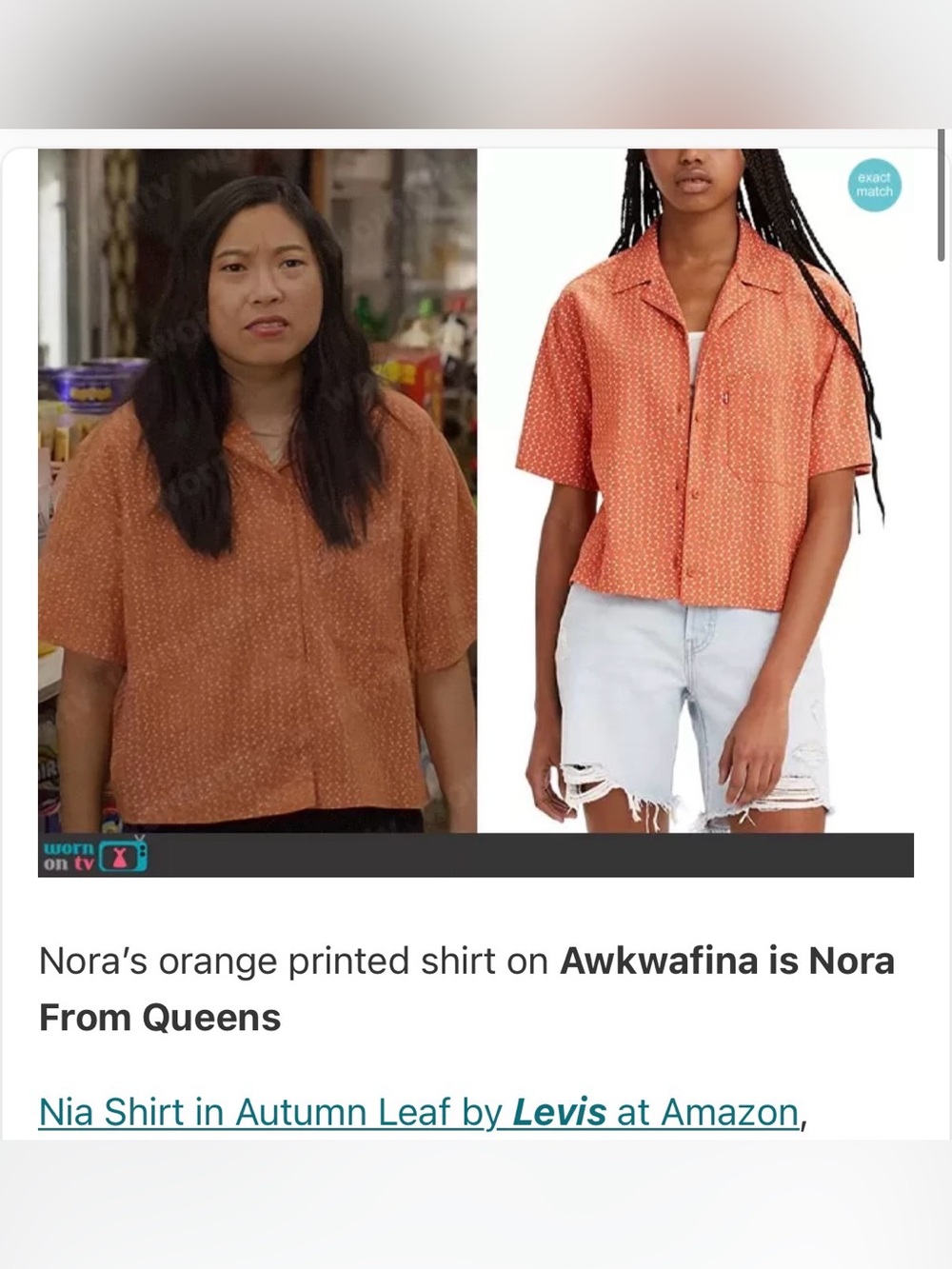 As seen on Awkwafina is Nora from queens Levi’s top